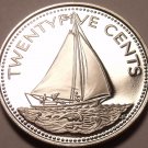 Bahamas 25 Cents, 1976 Rare Proof~23,000 Minted~Bahamian Sloop~Free Shipping