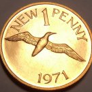 Guernsey New Penny, 1971 Rare Proof~10,000 Minted~Gannet In Flight~Free Shipping
