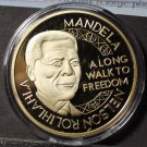 Nelson Mandela Gold Plated 45mm Proof Medallion~Read The Story~Robben Island~F/S
