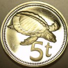 Papua New Guinea 5 Toea, 1975 Proof~67,000 Minted~Plateless Turtle~Free Shipping
