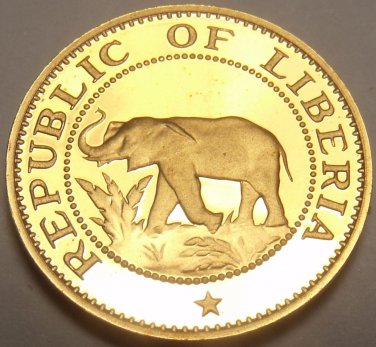 Liberia Cent, 1970 RARE Proof~Elephant Coin~3,464 Minted~Free Shipping