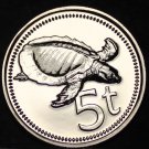 Papua New Guinea 5 Toea, 1975 Gem Unc~RARE 4,134 Minted~Plateless Turtle~Fr/Ship