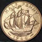 Great Britain 1/2 Penny, 1966 Unc~The Golden Hind~Free Shipping