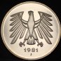 Germany 1981-J 5 Marks Proof~91,000 Minted~Eagle With Wings Spread~Free Shipping