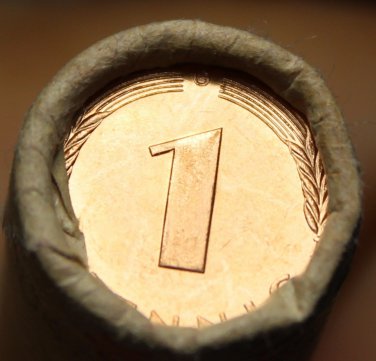 Gem Unc Original Roll (50) Germany 1996-G 1 Pfennig Coins~Minted In Karlsruhe~FS