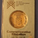 1987 10th Pan American Games Commemorative Medallion~Indianapolis~Number 1638~FS