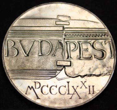 Hungary 100 Forint, 1972 Unc Silver~Buda & Pest Union Centennial~25k Minted~Fr/S