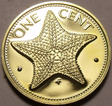 Bahamas Cent, 1969 Rare Proof~Starfish~75,000 Minted~Free Shipping