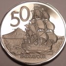 New Zealand 50 Cents, 1978 Proof~Only 15,000 Minted~H.M.S. Endeavour~Free Ship