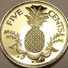 Bahamas 5 Cents, 1977 Rare Proof~Pineapple~11,000 Minted~Free Shipping