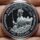 Cook Islands 2 Dollars, 1973 Silver Proof Encapsulated~Queens Coronation~Fr/Ship