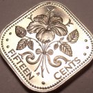 Bahamas 15 Cents, 1975 Rare Proof~29,000 Minted~Triangle Coin~Free Shipping