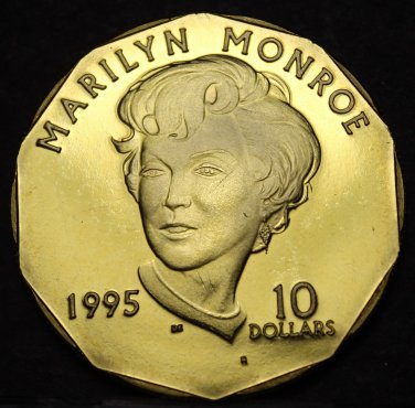 Marshall Islands 1995 10 Dollars Gem Unc~Marilyn Monroe~Brass~Free Shipping