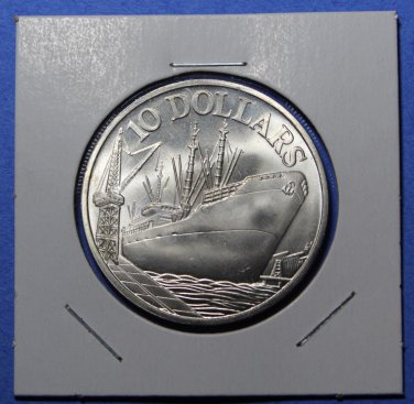 Singapore 1975 Dollar Gem Unc Silver~10th Anniversary Of Independence~Free Ship