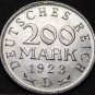 Germany 200 Mark, 1923-D Gem Unc~EAGLE~Weimar Republic~Minted In Munich~Fr/Ship