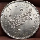 New Zealand Crown, 1949 Gem Unc Silver~RARE~Only 200,000 Minted~Filver Fern~Fr/S