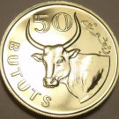 Gambia 50 Bututs, 1971 Rare Proo~1st Year Minted~African Ox~32,000 Minted~Fr/Shi