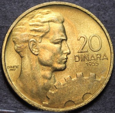 Yugoslavia 20 Dinara, 1955 Gem Unc~Machine Man~Free Shipping