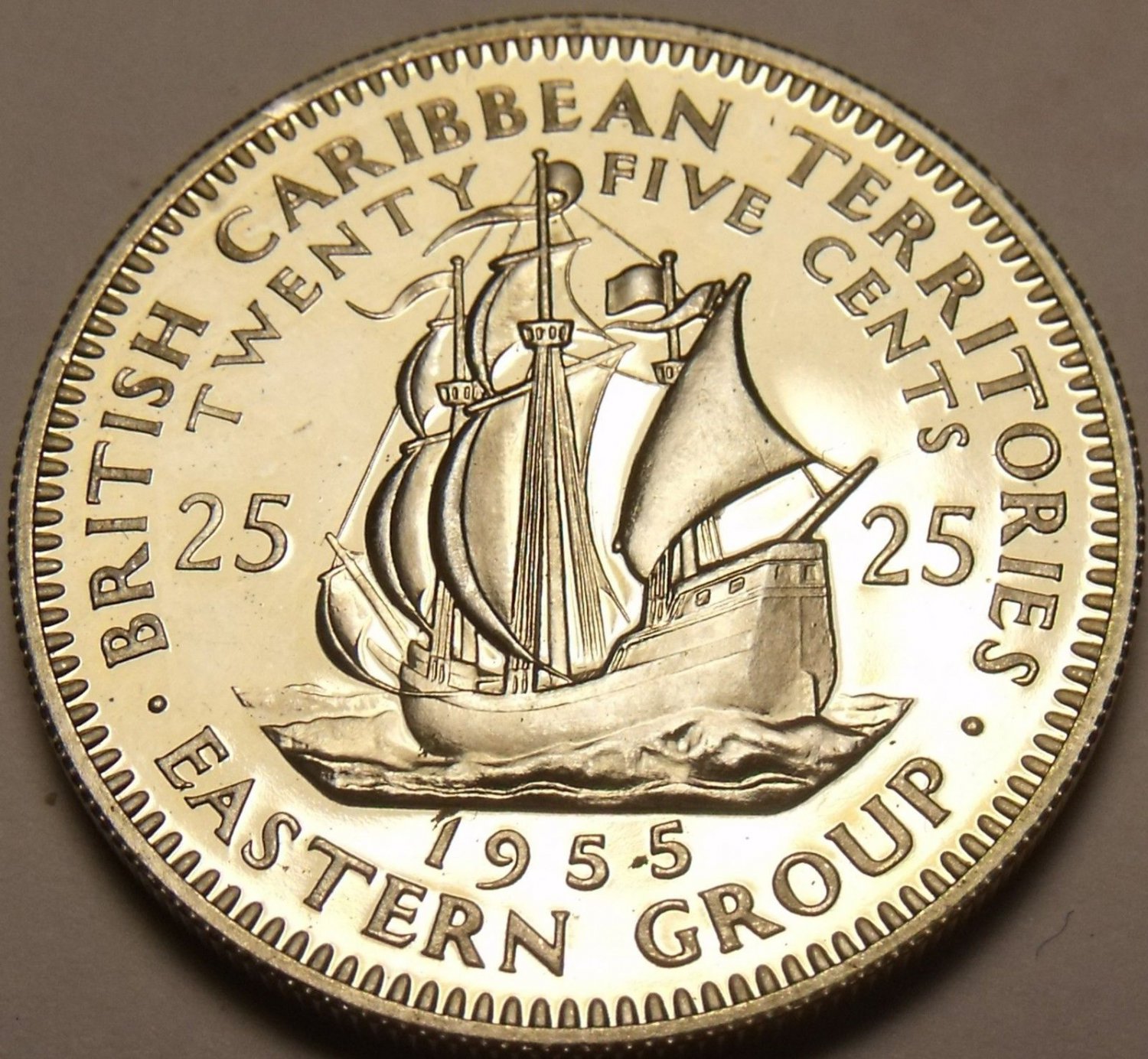 East Caribbean States 1955 25 Cents ProofRare 2,000 MintedFree Shipping