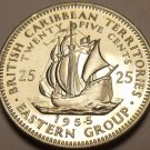 East Caribbean States 1955 25 Cents Proof~Rare 2,000 Minted~Free Shipping