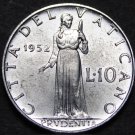 Vatican City 10 Lire, 1952 Gem Unc~Prudence Standing~Free Shipping Vatican City 10 Lire, 1952 Gem Unc~Prudence Standing~Free Shipping
