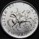 Vatican 50 Lire, 1967 Gem Unc~Conversion Of Saint Paul~Rearing Equestrian~Fr/Shi