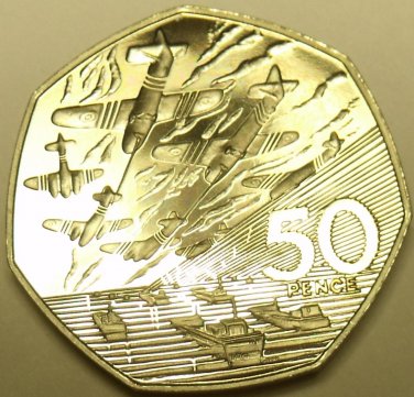 Great Britain 50 Pence, 1994 Proof~50th Anniversary Of Normandy Invasion~Fr/Shi