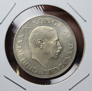 Denmark 2 Kroner, 1937 Silver Gem Unc~25th Anniversary Of Reign~RARE~Free Ship