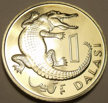 Gambia Dalasi, 1971 Rare Proof~Slender-Snouted Crocodile~32,000 Minted~Fr/Ship