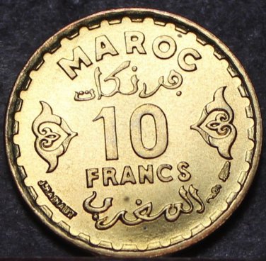 Morocco AH1371 (1952) 10 Francs Gem Unc~Only Year~Free Shipping