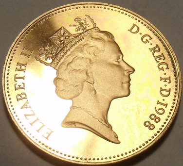 Great Britain Penny, 1988~Gem Cameo Proof~125,000 Minted~Crowned Portcullis~Fr/S