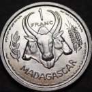Madagascar Franc, 1958 Gem Unc~Conjoined Ox Heads~Free Shipping