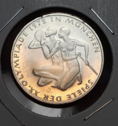 Germany 10 Mark, 1972-G Gem Unc Silver~Munich Olympic Games~Free Shipping