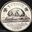 Canada 5 Cents, 1964 Gem Unc~Beaver Nickel~Free Shipping