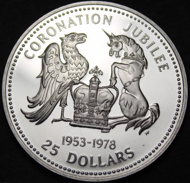British Virgin Islands $25, 1978 Silver Proof~8,438 Mnted~Coronation Jubilee~F/S