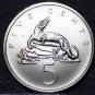 Jamaica 5 Cents, 1972 Matte Gem Unc~RARE~American Crocodile~7,982 Minted~Fr/Ship