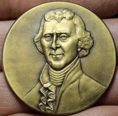 Thomas Jefferson~All Men Are Created Equal~Gem Unc Bronze Medallion~45mm~Free Sh