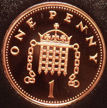 Great Britain Penny, 1985~Gem Cameo Proof~102,000 Minted~Crowned Portcullis~Fr/S