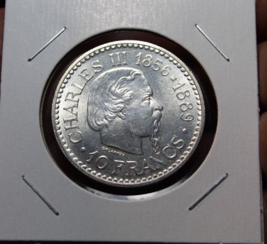 Monaco 10 Francs, 1966 Gem Unc Silver~RARE~62,500 Minted~Charles III Accession