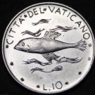 Vatican City 10 Lire, 1971 Gem Unc~Fish~RARE 160,000 Minted~Free Shipping