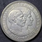 Denmark 2 Kroner, 1923 HCN GJ Silver Gem Unc~Silver Wedding Anniversary~RARE~F/S