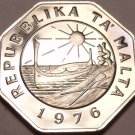 Large Rare Proof Malta 1976 25 Cents~Sun And Canoe~26,000 Minted~Free Shipping