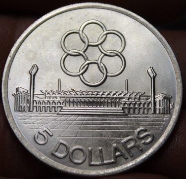 Singapore 5 Dollars, 1973 Gem Unc Silver~SEAP Games~250,000 Minted~Free Ship