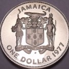 Jamaica Dollar, 1977 Rare Proof~Only 10,000 Minted~Bustamante~Free Shipping