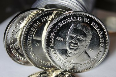 Huge Roll (10) Ronald Reagan Silver Plated Commemorative Medallions~COA's~9.4 OZ