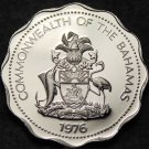 Bahamas 10 Cents, 1976 Rare Proof~Bone Fish~23,000 Minted~Scalloped~Free Ship