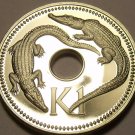 Papua New Guinea Kina, 1976 Rare Proof~River And Sea Crocodiles~16K Minted~Fr/Sh