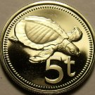 Papua New Guinea 5 Toea, 1976 Rare Proof~Plateless Turtle~16,000 Minted~Free Shi
