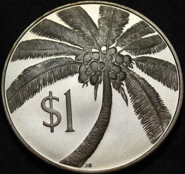 Samoa Dollar, 1974 Rare Silver Proof~Coconut Palm~Only 5,578 Minted~Free Ship