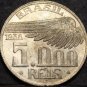 Brazil 5,000 Reis, 1936 Unc Silver~Alberto Santos Dumont~Free Shipping